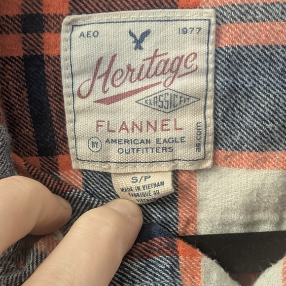 Plaid Button-Up Shirt - Orange , Blue And White - Picture 2 of 7